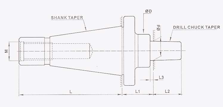 Drill Chuck Arbour ISO Taper - Line Diagram