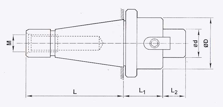  Stub Milling Arbour ISO Taper - Line Diagram